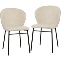 HOMCOM 2er-Set Esszimmerstühle, Küchenstuhl, gepolsterter Sitz in Leinenoptik, stabile moderne Stahlbeine, Creme Aosom – Ansicht 1