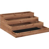 Outsunny Erhöhtes Blumenbeet im Freien mit 4 Ebenen, Blumenkasten mit offenem Boden und Unkrautvlies aus Fichtenholz, für Pflanzen, Blumen und Gemüse, 113x113x4 – Ansicht 1