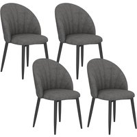 HOMCOM Esszimmerstühle 4er Set Küchenstuhl mit Samtoptik, Ergonomischer Rückenlehne, modern Polsterstuhl mit Stahlbeine, Stühle für Esstisch Esszimmer, Dunkelgr – Ansicht 1