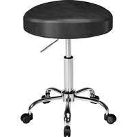 HOMCOM Rollhocker, höhenverstellbarer Salonhocker aus PU-Leder mit gepolsterter Sitzfläche, drehbarer Bürohocker auf Rollen für Spa, Salon, Tattoo und Massage,  – Ansicht 1