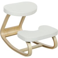 HOMCOM Kniesitz, ergonomischer Schaukelholzstuhl, Kniesitz für Homeoffice, verbessert die Körperhaltung, Rückenschmerzen, Creme Aosom – Ansicht 1