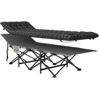 Outsunny Campingbett klappbar Klappbett Feldbett mit Seitentasche Matratze Rutschfest Gästebett bis 150 kg belastbar Outdoor Oxford Schwarz 190 x 67 x 37 cm Aos