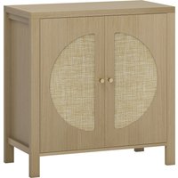 HOMCOM Küchenschrank mit 2 Türen aus synthetischem Rattan, Küchenzubehör mit verstellbarem Regal und 2 Griffen, Buffetschrank für Esszimmer, Wohnzimmer, 75x38x7 – Ansicht 1