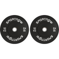SPORTNOW 2er-Set Hantelgewichte, 2 x 10kg Gewichte, Hantelscheiben-Set, Gewichtsscheiben für 5 cm Hantelstange, Ø 50 mm Bohrung, Schwarz Aosom – Ansicht 1