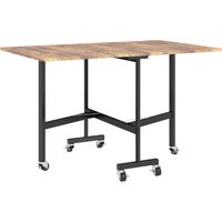 HOMCOM Esstisch Klappbar Küchentisch mit Rollen, Bremsen für 4-6 Personen, Klapptisch für kleine Räume, Küche, bis 100 kg belastbar, 120 x 80 x 73 cm, Rustikal- – Ansicht 1