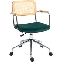 HOMCOM Bürostuhl, Schreibtischstuhl mit Rattanoptik, Wippfunktion, Höhenverstellbar Drehstuhl, Computerstuhl mit Samtoptik, für Home Office, Grün Aosom – Ansicht 1