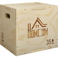 HOMCOM 3-in-1 Plyo Box Holz Plyometrische Sprungbox mit 3 Sprunghöhen Griffen Step-Up Jumping Box 40,5 x 35,5 x 30,5cm Plyometric Platform Fitnessgerät für Plyo – Ansicht 1