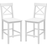 HOMCOM Set von 2 Barhockern, Barhocker im Landhausstil aus Holz, 60 cm Höhe mit Fußstütze, Maße 41B x 46T x 97,5H cm, weiß Aosom – Ansicht 1