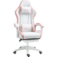 Vinsetto Ergonomischer Gaming-Stuhl aus PU-Leder und Stahl mit Kopfstütze und Höhenverstellung, Gaming-Sessel mit neigbarer Rückenlehne und Lendenkissen, 65x65x – Ansicht 1