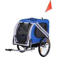 PawHut Fahrradanhänger für Hunde Haustiere 8 Reflektoren Fahnenwimpel Anhängestange inklusive Stahl Polyester wasserdicht max. 30 kg 130L x 73B x 90H cm weiß un