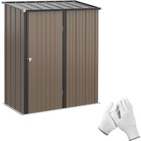 Outsunny Gerätehaus mit Pultdach 1,34 m² Metall Gartenhaus Geräteschuppen verzinkter Stahl Braun 161,5 x 94,5 x 196 cm Aosom – Ansicht 1