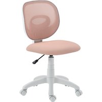 HOMCOM Bürostuhl Ergonomischer Schreibtischstuhl mit C-förmiger Rückenstütze, Höhenverstellbar Armlos Drehstuhl, Gepolstert Computerstuhl, Rosa Aosom – Ansicht 1