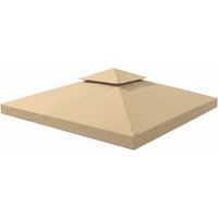Outsunny Ersatzdach für Pavillon 3 x 3 m wasserdicht Pavillondach mit Doppeldach Ablauflöcher, Ersatzbezug Ersatzteile für Gartenpavillon Gartenzelt Beige Aosom – Ansicht 1