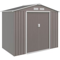 Outsunny Gerätehaus Gartenhaus mit Bodenrahmen & Schiebetüren, wetterfest, Stahl, hellgrün, 213x130x185cm für Garten & Lagerung Aosom.de – Ansicht 1