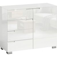 HOMCOM Kommode mit 4 Schubladen Sideboard mit 1 Tür, Verstellbarem Einlegeboden, Hochglanz Aufbewahrungsschrank TV Schrank mit Soft-Close-Funktion für Wohnzimme – Ansicht 1
