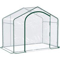 Outsunny Garten-Gewächshaus mit Reißverschluss-Eingang und oberer Luftöffnung, Gewächshaus für Gemüsegarten mit Stahlgestell, Kunststoffabdeckung, für Garten Ge – Ansicht 1