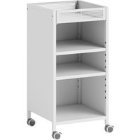 HOMCOM Bücherregal mit Rollen, Bücherwagen mit 3 Ebenen, oberem Aufbewahrungskorb, verstellbaren Regalen, Rollwagen für Zuhause, Wohnzimmer, Büro, Weiß Aosom – Ansicht 1