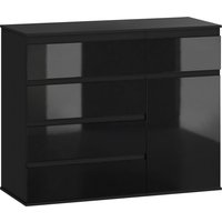 HOMCOM Sideboard, Kommode mit 5 Schubladen, Aufbewahrungsschrank mit verstellbarem Regal, Soft-Close-Tür Küchenschrank für Wohnzimmer, Küche, Esszimmer, Hochgla