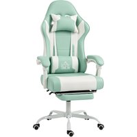 HOMCOM Ergonomischer Gaming-Stuhl, Gamer-Stuhl mit Vibrations-Lendenmassage, 155° verstellbar, Höhenverstellbar, Kopfstütze und ausziehbare Fußstütze, für Büro, – Ansicht 1