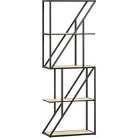 HOMCOM Bücherregal mit 5 Ebenen, Industrielles Regal mit offenen Regalen und Kreuzstahlrahmen, für Wohnzimmer, Schlafzimmer, Büro, 60x30x165 cm, Eiche Aosom – Ansicht 1