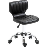 HOMCOM Drehbarer Rollhocker - Drehhocker für Arbeit - Ergonomischer Hocker - Höhenverstellbarer Sitz 47-62 cm - Gepolstertes PU-Synthetikleder in Schwarz verchr – Ansicht 1