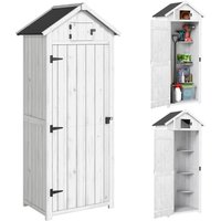 Outsunny Gartenschrank für Außen, Gartenhaus aus Holz, Gerätehaus, 3 Regale, 2 Türen mit Riegeln, bituminöses Schrägdach, 77L x 54l x 179H cm, behandeltes Ficht – Ansicht 1