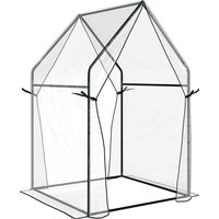 Outsunny Foliengewächshaus Treibhaus mit Doppeltür winddichtes Pflanzenhaus für Garten 90 x 90 x 145 cm aus PE transparent Aosom.de – Ansicht 1