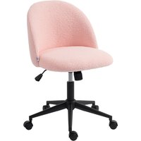 HOMCOM Schreibtischstuhl, höhenverstellbarer Bürostuhl mit Teddyfleeceoptik, drehbaren Rollen, Drehstuhl mit Wippfunktion, bis 120 kg, Schminktischstuhl für Sch – Ansicht 1