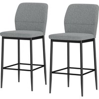 HOMCOM Set 2 Barhocker aus Samt, moderne hohe Stühle mit Fußstütze und Rückenlehne, Barhocker für Küche und Wohnzimmer, 41x52x97 cm, Grau Aosom – Ansicht 1