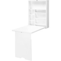 HOMCOM Wandklapptisch mit Regalen, klappbarer Wandtisch, platzsparende Tischplatte ideal für Wohnzimmer, Esszimmer, Home Office, weiß Aosom – Ansicht 1