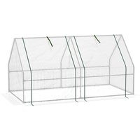 Outsunny Mini Gewächshaus Foliengewächshaus 180x90x90cm mit 2 Rollfenstern aus PE Folie für Garten Balkon Aosom.de – Ansicht 1