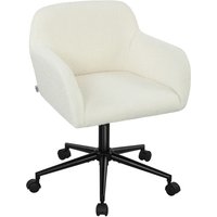 HOMCOM Schreibtischstuhl Homeoffice Stuhl mit Fleece-Optik höhenverstellbar Drehstuhl, Bürostuhl bis 120 kg belastbar für Schlafzimmer, Arbeitszimmer, Cremeweiß – Ansicht 1