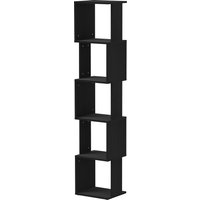HOMCOM Bücherregal Aufbewahrungsregal mit 5 Ebenen Holzregal, Würfel Aufbewahrung für Wohnzimmer, Homeoffice, 33 x 28 x 161 cm, Schwarz Aosom – Ansicht 1