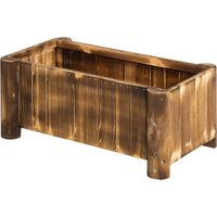 Outsunny Jardinière auf Ständer Blumenbecken 70L x 35B x 30H cm Halbrunde Beine Körper mit Holzoptik-Latten Fichtenholz verkohlt behandelt Aosom – Ansicht 1