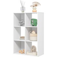 HOMCOM Weißes Bücherregal für Zuhause und Büro, Modernes Bücherregal mit Designregal, 6 Holzfächer, geräumig, Rechteckig, 61,5x29,5x91,5 cm, Weiß Aosom – Ansicht 1