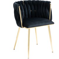 Samt-Esssessel mit goldenen Metallbeinenl, Schwarz Aosom.de – Ansicht 1