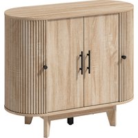 HOMCOM Sideboard, ovales Aufbewahrungsmöbel mit 4 Türen und verstellbaren Einlegeböden, 5 stabile Füße, moderner Stil, Sideboard für Esszimmer und Küche, 90 x 4 – Ansicht 1