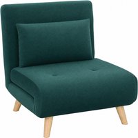 HOMCOM Schlafsessel, 3-in-1 Schlafsofa mit Bettfunktion, Relaxsessel mit Verstellbare Rückenlehne, Kissen, Samtoptik, Gästebett mit Metallrahmen, für Wohnzimmer – Ansicht 1
