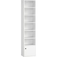 HOMCOM 7-stufiges Bücherregal, Bücherregal mit verstellbaren Regalböden und Tür, modernes Regal, 40x30x180 cm, für Wohnzimmer, Schlafzimmer, Arbeitszimmer, Büro – Ansicht 1