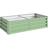 Outsunny Hochbeet aus Stahl, Wetterbeständig Pflanzbeet Frühbeet Gartenbeet Blumenkasten rostfrei Pflanzkasten Pflanzkübel 120x60x30,5 cm für Garten Balkon, Gem – Ansicht 1