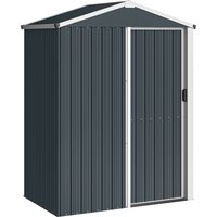 Outsunny Gartenschuppen für draußen 1,1 m², 136x87x179 cm, Metall-Gartenschuppen mit Schiebetür, geneigtem Dach und Handschuhen, zur Aufbewahrung von Werkzeugen – Ansicht 1