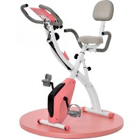 HOMCOM 2-in-1 Fahrradtrainer indoor, faltbar, mit LCD-Monitor, Telefonhalter, verstellbarem Widerstand, ABS, 97x51x115 cm, Rosa Aos