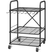 Outsunny Gartenwerkzeug-Organizer mit 9 Haken, Gartenwerkzeugträger 40 Fächer, Metall-Garagenwerkzeugträger auf Rädern für Astscheren, Schaufeln, Rechen, Schwar – Ansicht 1