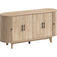 HOMCOM Sideboard Wohnzimmer, ovales Aufbewahrungsmöbel mit 4 Türen und 2 verstellbaren Ablagen, TV-Möbel bis 165 cm, moderner Stil, Sideboard für Esszimmer und  – Ansicht 1