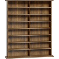 HOMCOM CD- und DVD-Aufbewahrung, Multimedia-Aufbewahrungsmöbel, Kapazität 720 CD/396 DVD und Blu-ray, 16 Fächer und 12 verstellbare Einlegeböden, für Wohnzimmer – Ansicht 1