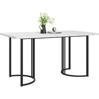 Modernes Esstisch 140x80 cm Marmor-Muster Metallgestell Verstellbare Füße Küche Weiß, Verstellbare Tischbeine, Elegantes Design Aosom.de – Ansicht 1