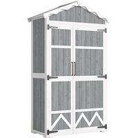 Outsunny Holz-Gartenschrank 105x55x179 cm Wasserdichter Außenschuppen mit Türen 4 herausnehmbare Regalböden Dach aus verzinktem Metall Verstellbare Füße Grau Ao – Ansicht 1