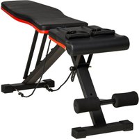 HOMCOM Multifunktionsbank 2-in-1 mit verstellbarer Neigung, Bauchbank und Hantelbank gepolstert mit elastischen Bändern für Zuhause und Fitnessstudio, Schwarz A – Ansicht 1