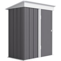 Outsunny Metall Gerätehaus 1,36m² 161 x 95 x 181cm Geräteschuppen mit Pultdach Fundament verstellbare Regale Abschließbarer Tür wetterfest Gartenhaus Outdoor Ga – Ansicht 1