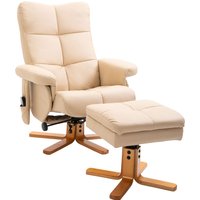 HOMCOM Sessel mit Liegefunktion modern, Fernsehsessel mit Hocker, Polyester, Cremeweiß Aosom.de – Ansicht 1